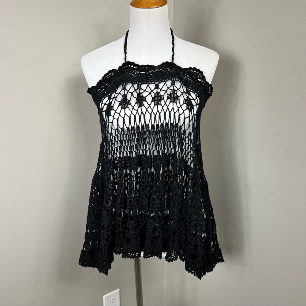 Hand crochet lace knee length skirt Sz M - Picture 5 of 8